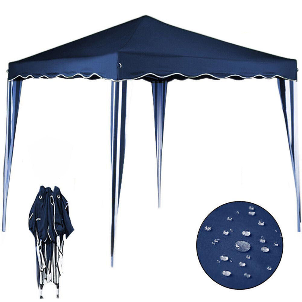 Gazebo 3x3 Pieghevole Blu Impermeabile Richiudibile Tendone Giardino Con Sacca