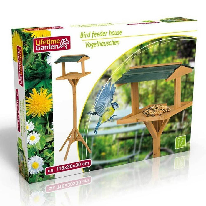 Casetta Mangiatoia per Uccelli da Giardino Bird House in Legno 115x35x35cm