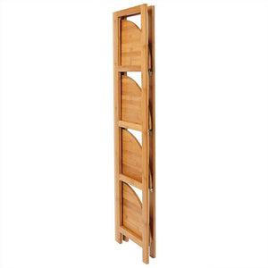 Libreria Scaffale Angolare Pieghevole 4 Ripiani Legno Bambu Mobile Angoliera