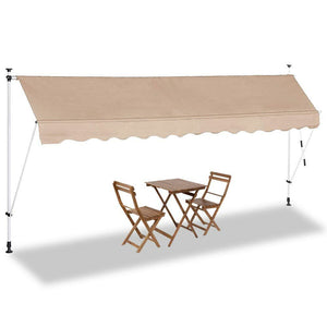 Tenda Sole Balcone Estensibile Parasole Avvolgibile Esterno con Gambe 400cm Beig