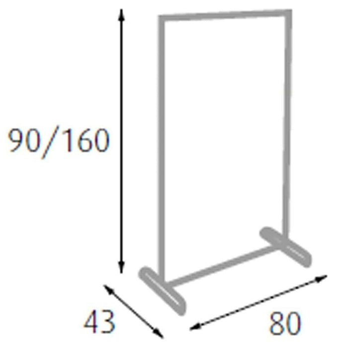 Stand Appendiabiti Allungabile Telescopico Singolo con Ruote 80x43x90/160cm