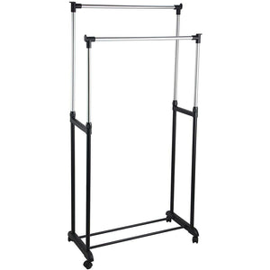 Stand Appendiabiti Allungabile Telescopico Doppio con Ruote 80x43x90/160cm