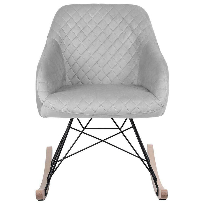 Poltrona Sedia Dondolo Relax Base Slitta Scandinavo Imbottita Design Unic Grigio