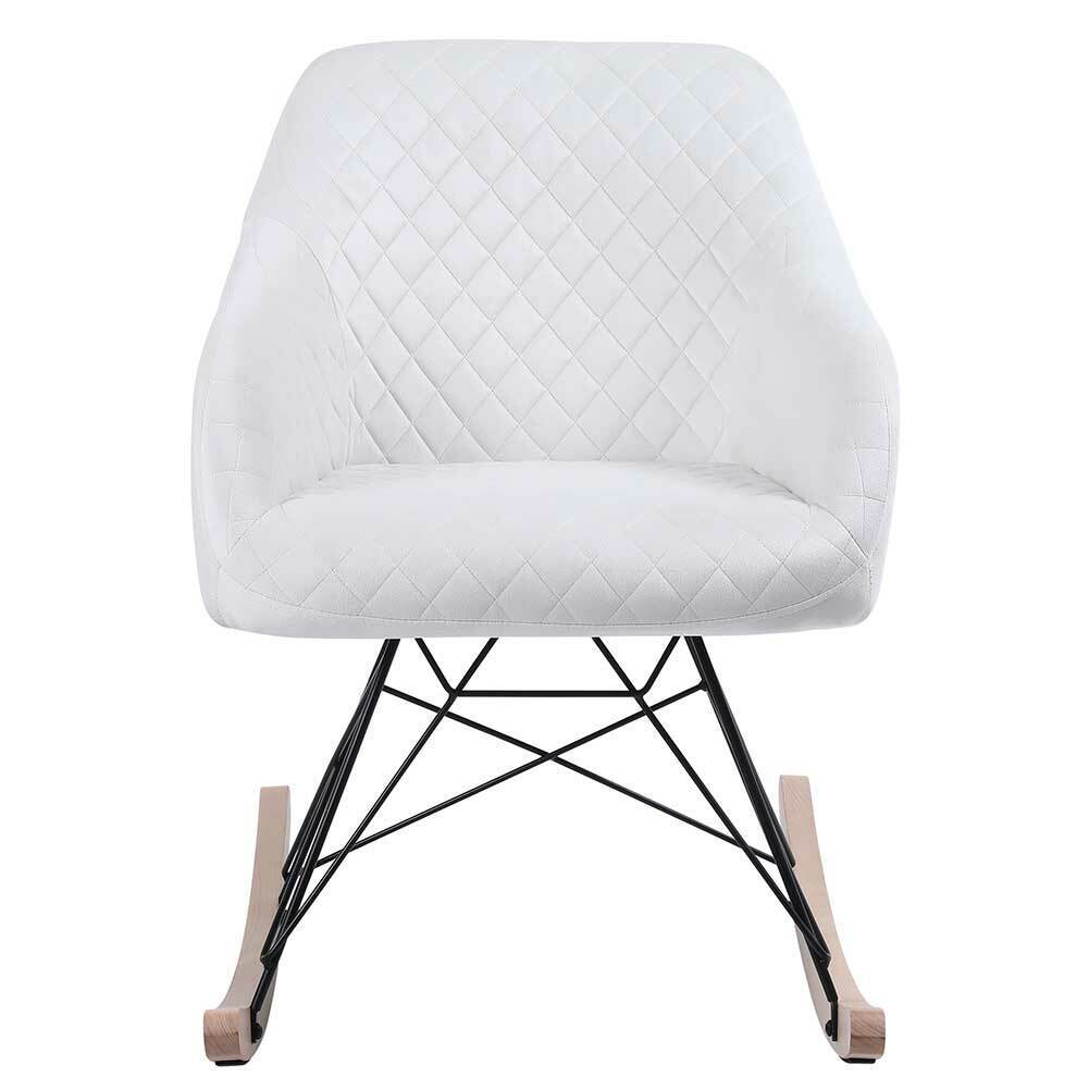 Poltrona Sedia Dondolo Relax Base Slitta Scandinavo Imbottita Design Unic Crema