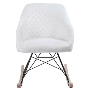 Poltrona Sedia Dondolo Relax Base Slitta Scandinavo Imbottita Design Unic Crema