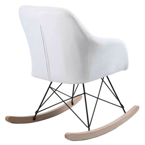 Poltrona Sedia Dondolo Relax Base Slitta Scandinavo Imbottita Design Unic Crema