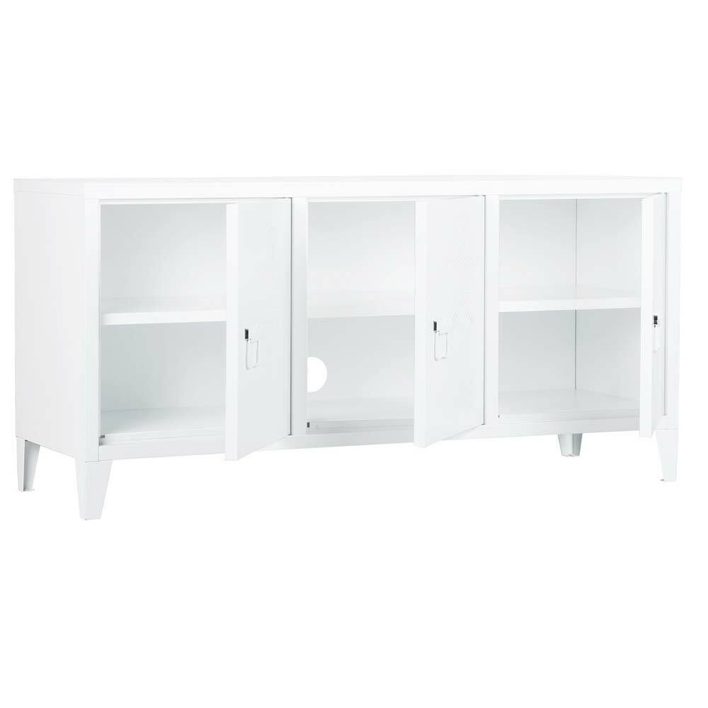 Armadietto Mobiletto TV in Metallo Mobile Basso Televisione Bianco 40x120x58cm