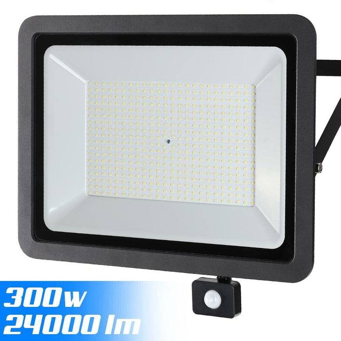 Faro LED 300W Luce Alta Luminosita 24000lm Faretto esterno con Sensore Movimento