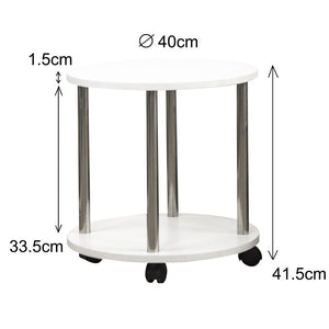 Tavolo Tavolino Salotto con 4 Ruote Carrello Carrellino Legno MDF Bianco