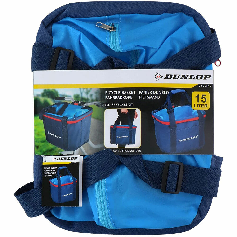 Borsa Cestino Manubrio Bicicletta in Tessuto Cesto Bici con Manici Blu Dunlop