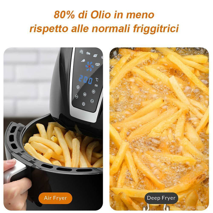 Friggitrice Aria Calda Digitale Senza Olio Airfryer 3,2 Lt Frigge Cuoce 1300W