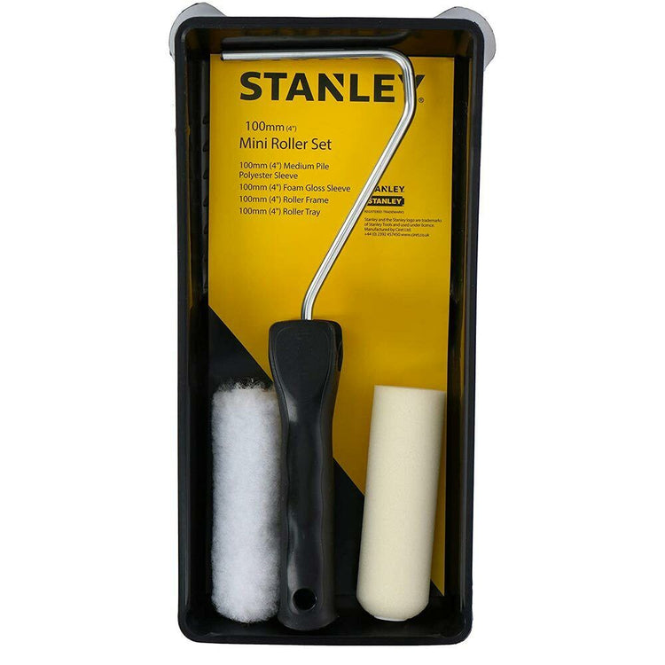 Set Pittore Stanley con 2 Rulli 10cm e Vaschetta Pittura per Verniciare Pareti Casa