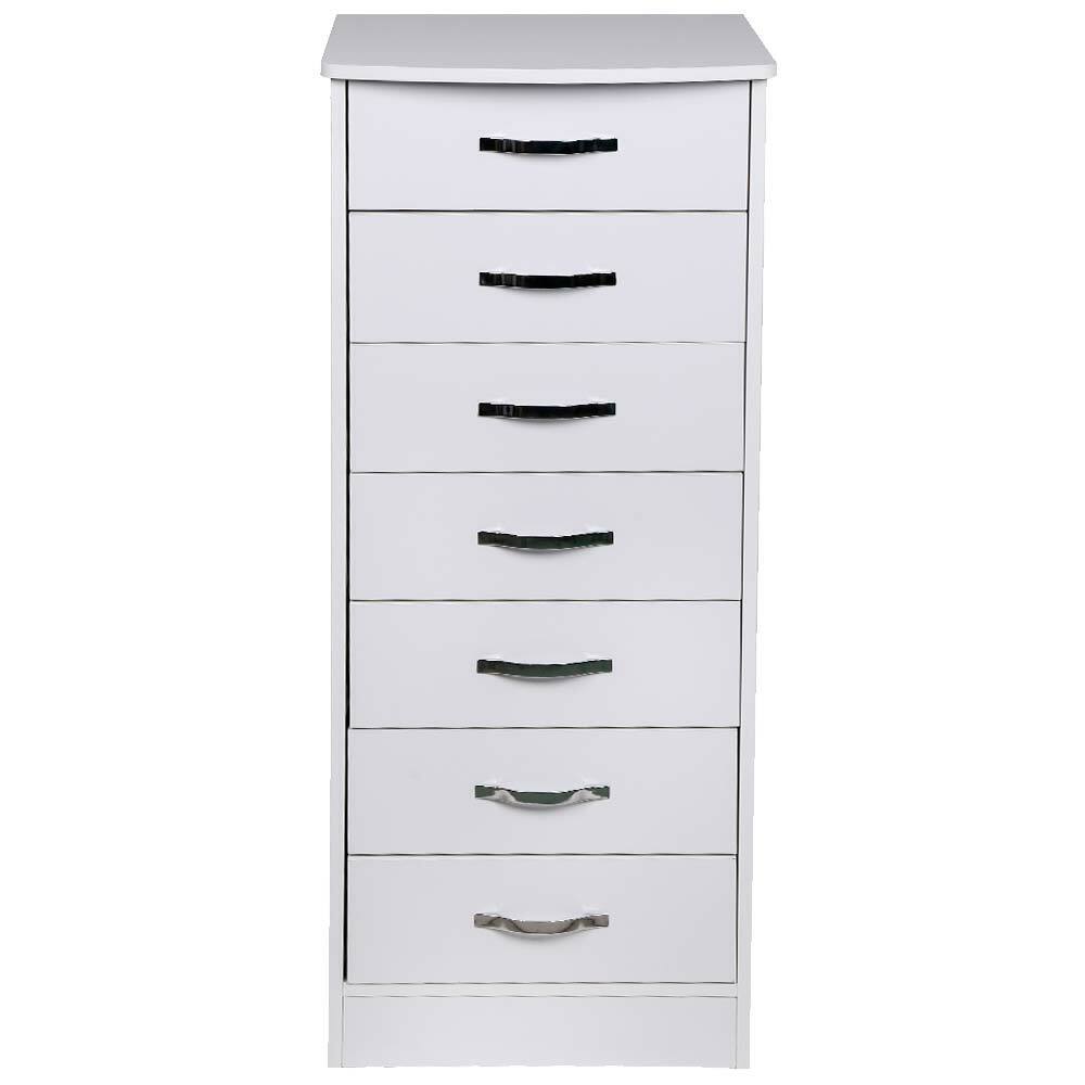 Mobile Cassettiera 7 Cassetti Settimino in legno MDF 46x42x116cm Bianco Moderno