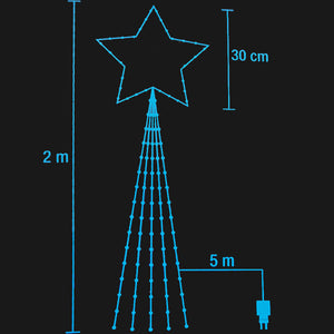 Stella Cometa per Albero di Natale Puntale Cascata con 465 Led Bianco Caldo