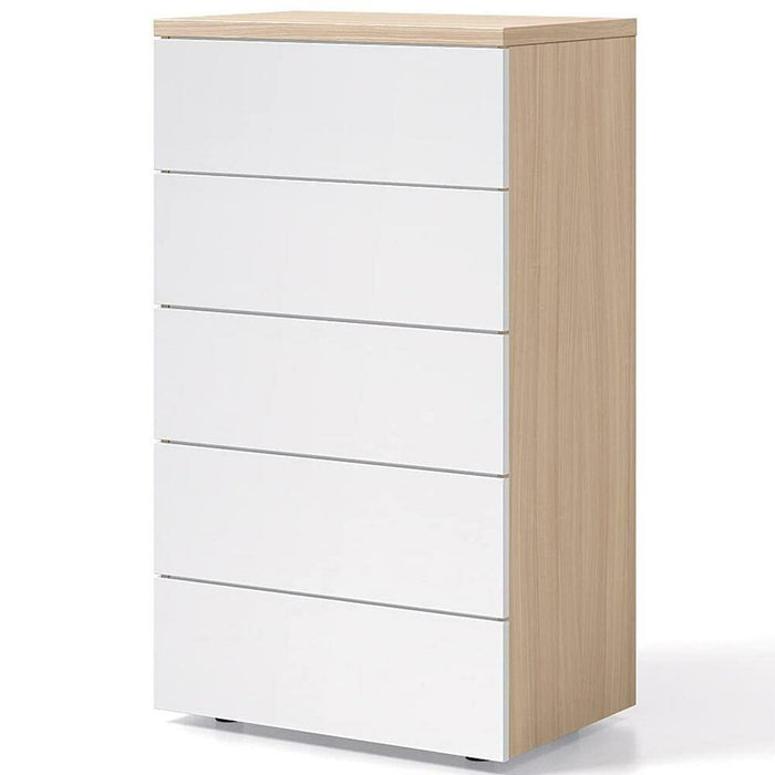 Mobile Cassettiera Mobiletto 5 Cassetti in Legno Design Moderno 61x40x110 Bianco