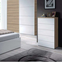 Mobile Cassettiera Mobiletto 5 Cassetti in Legno Design Moderno 61x40x110 Bianco