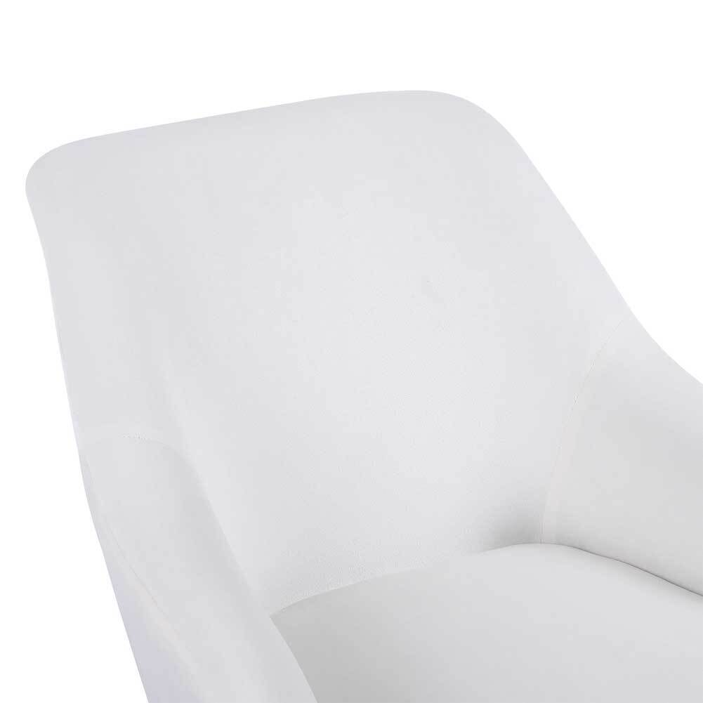 Poltrona Sedia Dondolo Relax Tessuto e Metallo Imbottita Design Moderno Crema