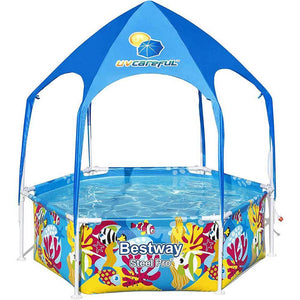 Bestway Steel Pro Careful Piscina Per Bambini Con Telo Ombreggiante 183x51 cm