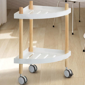 Carrello Cucina Angolare a 2 Scomparti Mobiletto Angolo in legno MDF 46x34x58cm