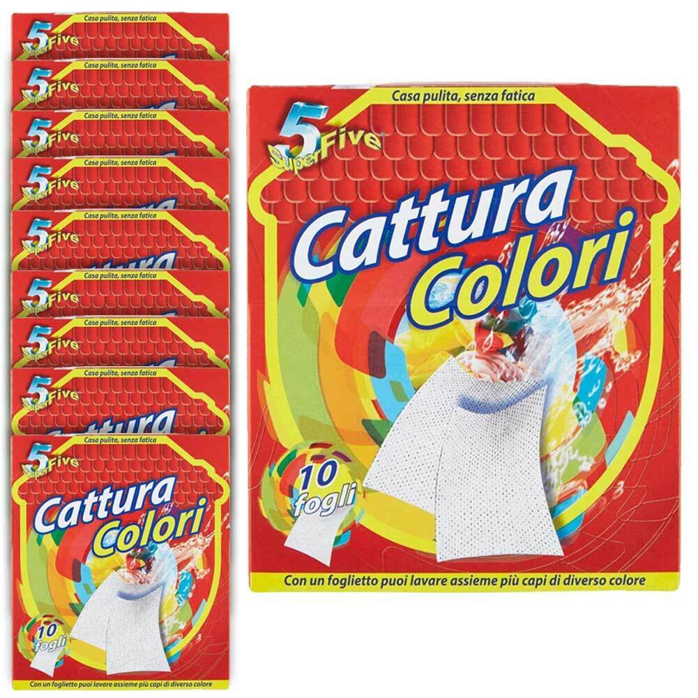 10 x Confezioni Acchiappacolori da 10 Fogli Cattura Colore Lavatrice 100pz