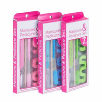 Set Accessori Per Manicure Pedicure 7 Pezzi In Metallo Da Viaggio Vari Colori