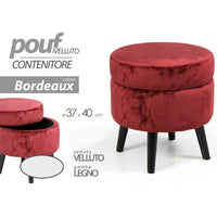 Pouf Contenitore Sgabello Cassapanca Poggiapiedi in Tessuto Velluto Bordo 37x40