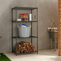 Scaffale 4 Ripiani Acciaio Inox Mobile Libreria Multiuso 90x45x180 Cromo Nero