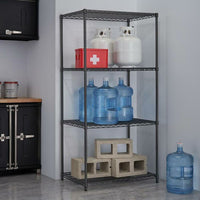 Scaffale 4 Ripiani Acciaio Inox Mobile Libreria Multiuso 90x45x180 Cromo Nero