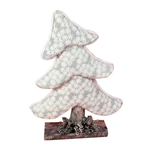 Albero Di Natale Inclinato in Tessuto Bianco 41cm Decorazioni Natalizie Silver