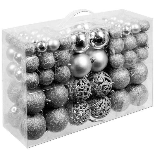 Confezione 100 x Palline Natale Colore Silver Diametro 3/4/6 cm Addobbi Natalizi