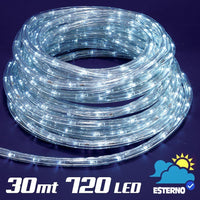 Tubo Luminoso 30 metri LED Bianco Freddo 720 Luci per interno e per Esterno