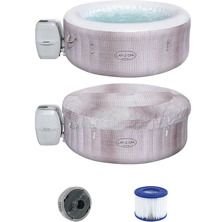 Vasca Piscina Idromassaggio Gonfiabile Lay-Z Spa 4 Posti 180x66 Stampa Rattan