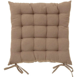 Cuscino Sedia in Tessuto Trapuntato Imbottito 40x40cm con Laccetti Colore Beige