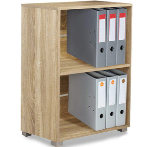 Mobile Mobiletto Libreria a Scaffali 2 Ripiani In Legno Naturale 77x60x31 cm