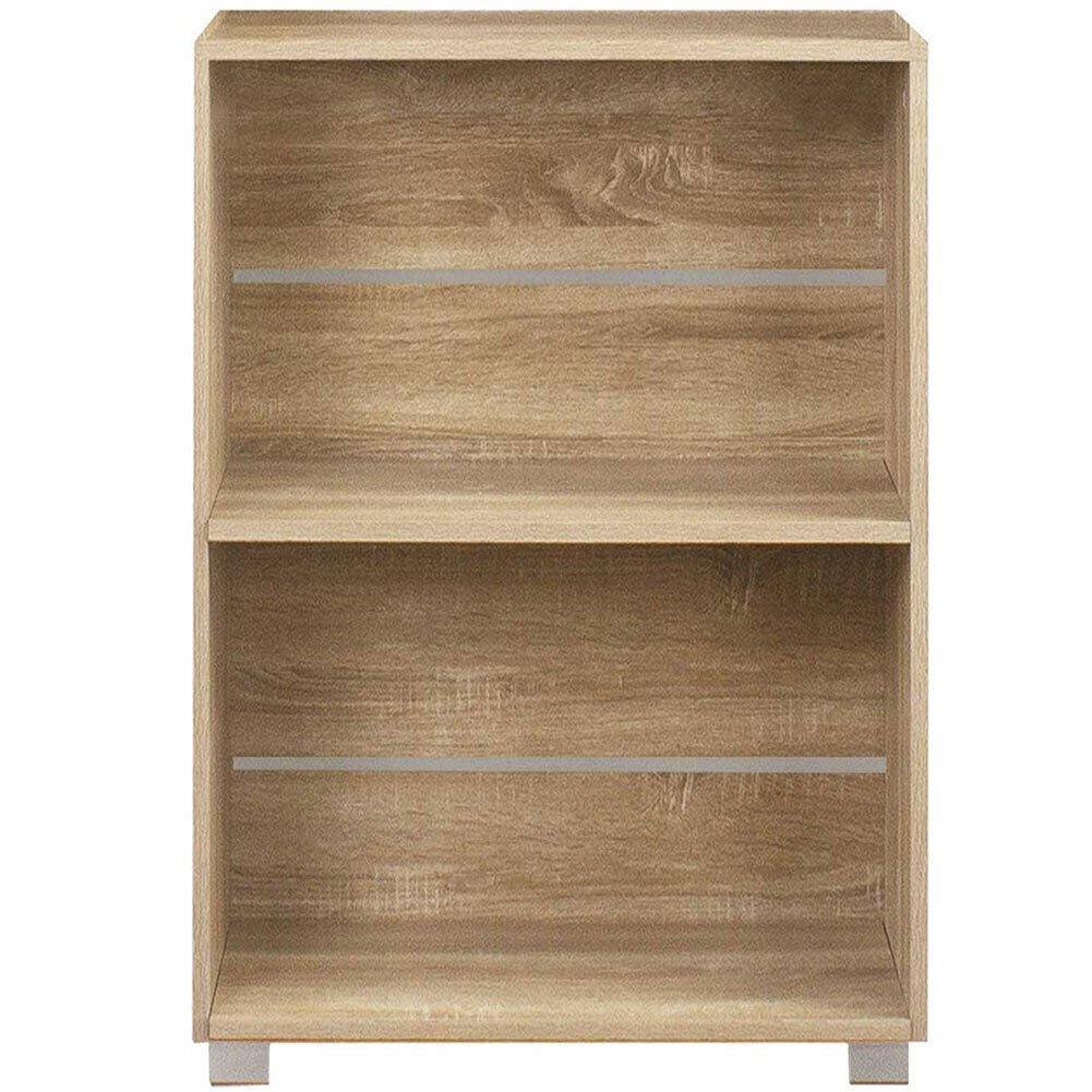 Mobile Mobiletto Libreria a Scaffali 2 Ripiani In Legno Naturale 77x60x31 cm