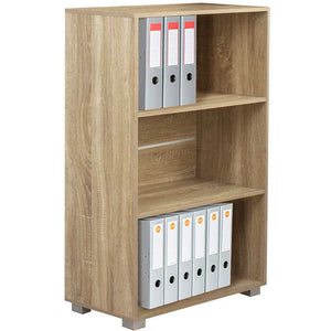 Mobile Mobiletto Libreria a Scaffali 3 Ripiani In Legno Naturale 60x31x115 cm