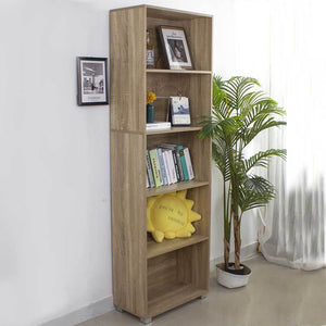 Mobile Mobiletto Libreria a Scaffali 5 Ripiani In Legno Naturale 60x31x190 cm