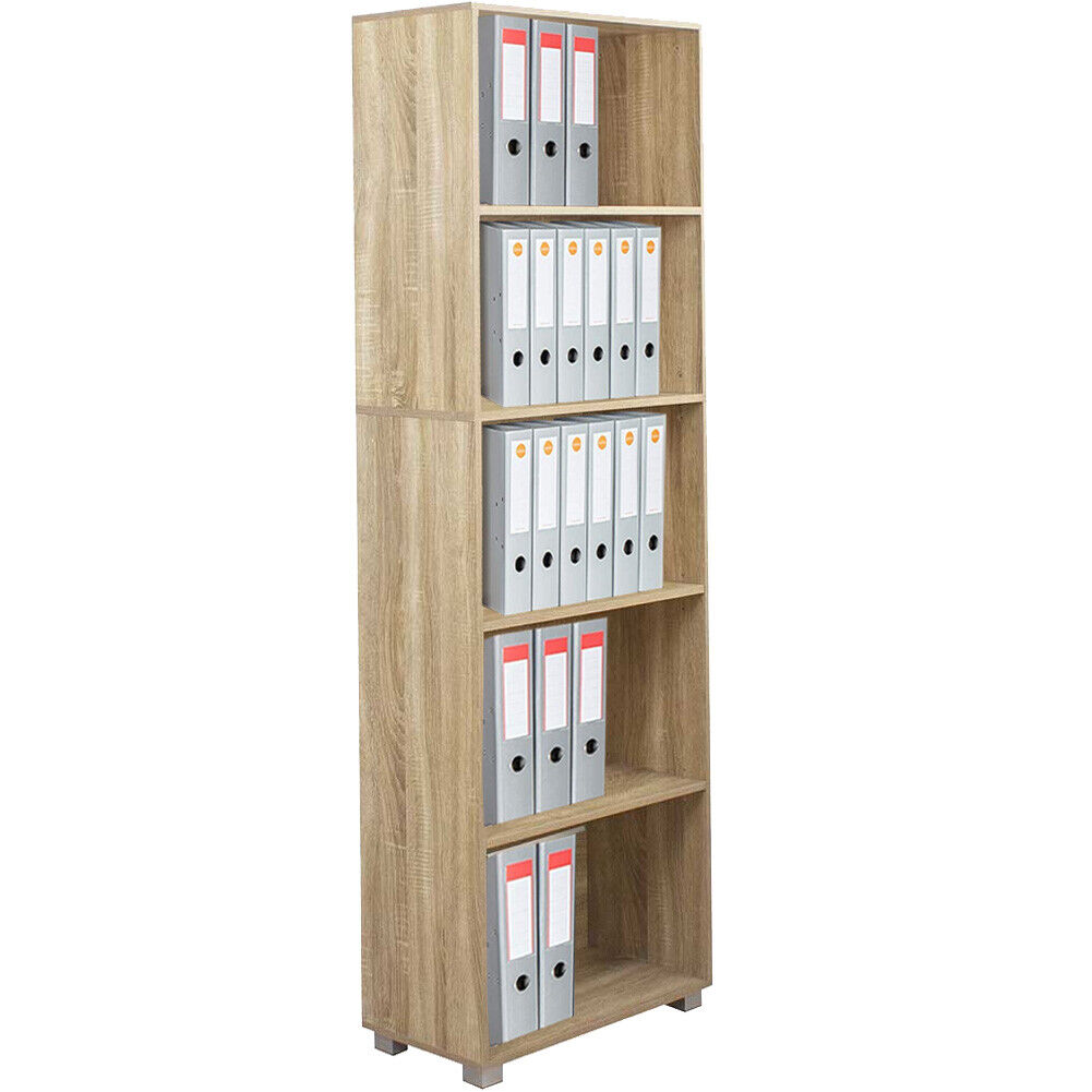 Mobile Mobiletto Libreria a Scaffali 5 Ripiani In Legno Naturale 60x31x190 cm