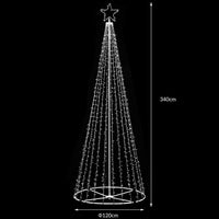 Albero Natale Luminoso 340 cm Bianco Caldo 991 Led Decorazione Metallo Esterno