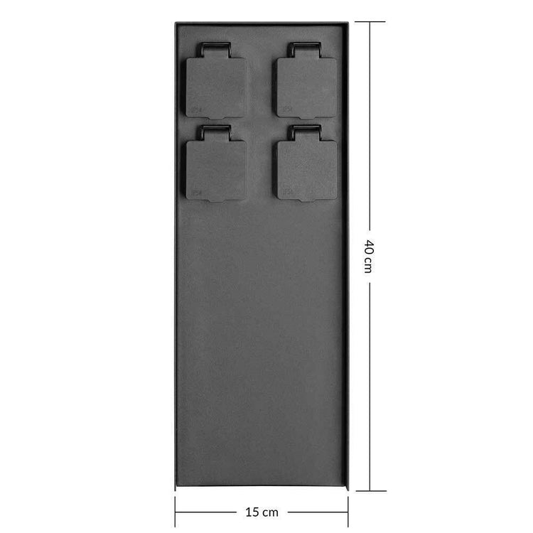Colonna Elettrica da Giardino Palo Colonnina 4 Prese Shucko Impermeabili Nero