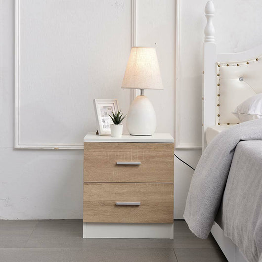 Comodino Mobiletto Cassettiera 2 Cassetti Design Moderno in legno MDF Bianco