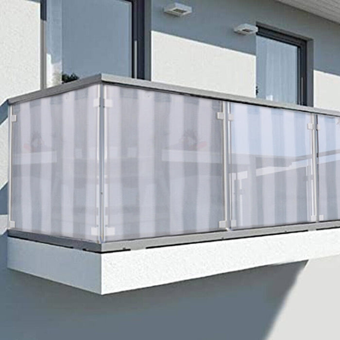 Frangivista Copertura Tenda Balcone 0,75x6 M a Righe Bianche e Grigie Coprente