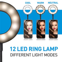 Lampada Led Anello Morsetto da Tavolo Collo Flessibile Video Selfie 3 Intensita'