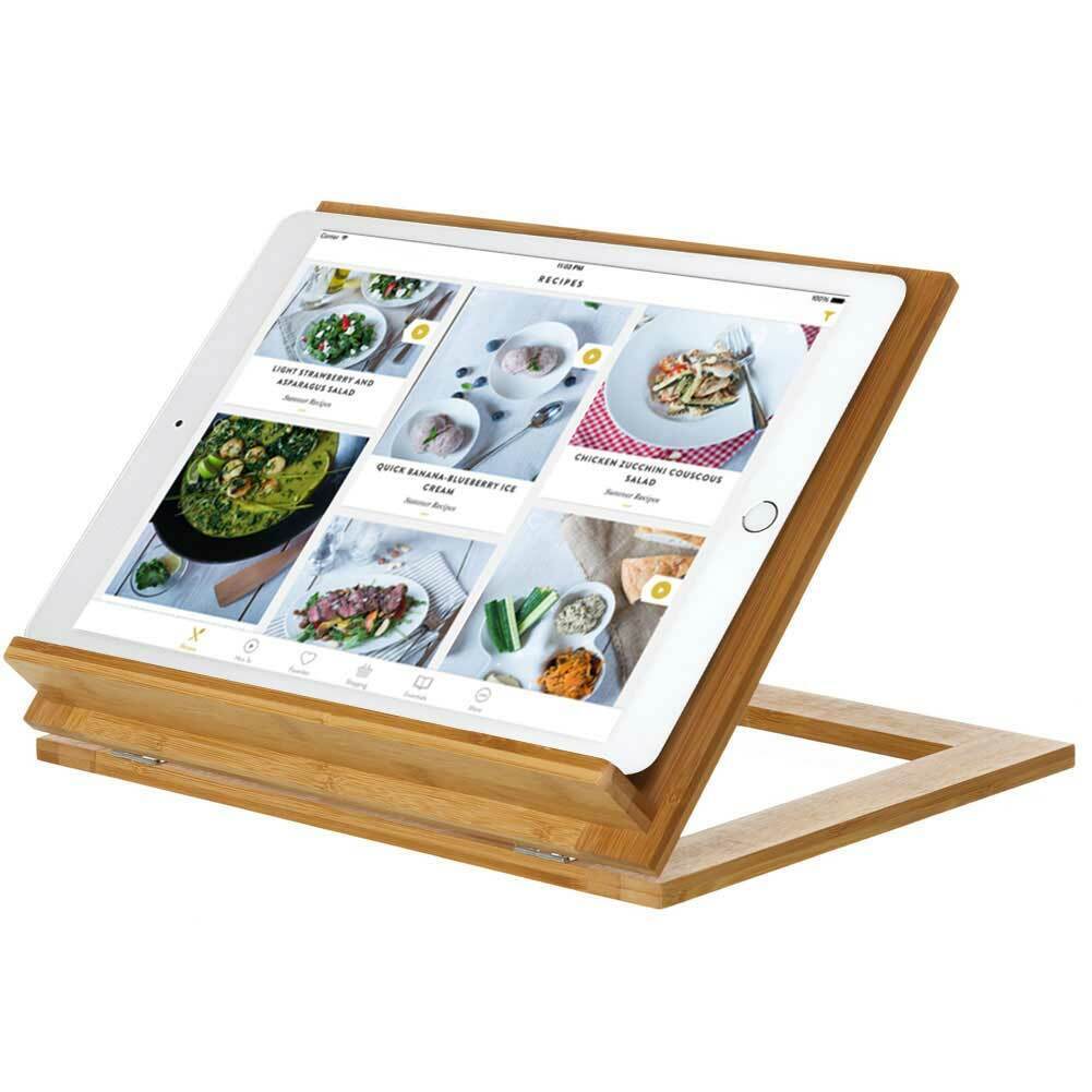 Supporto per Libri Da Cucina e Tablet Leggio per Ricette in Legno Regolabile