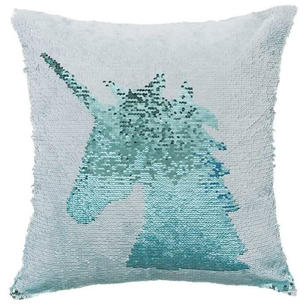 Cuscino Paillettes Federa Effetto Sirena Doppio Colore Unicorno 40x40cm Divano