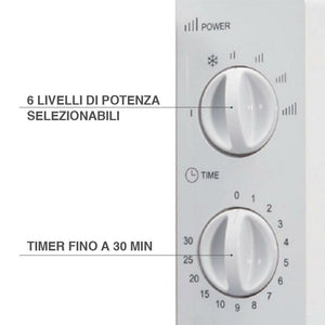 Forno Fornetto Microonde Elettrico 20 Lt 700W 6 Livelli di Potenza Timer 30 min