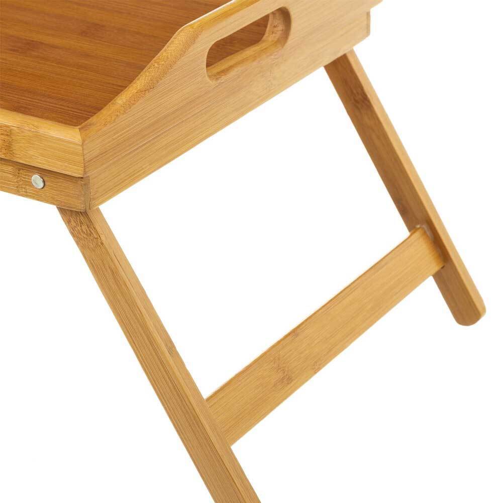 Vassoio Da Letto con Gambe Pieghevoli In Legno Di Bambu' Richiudibile 50x30x22cm