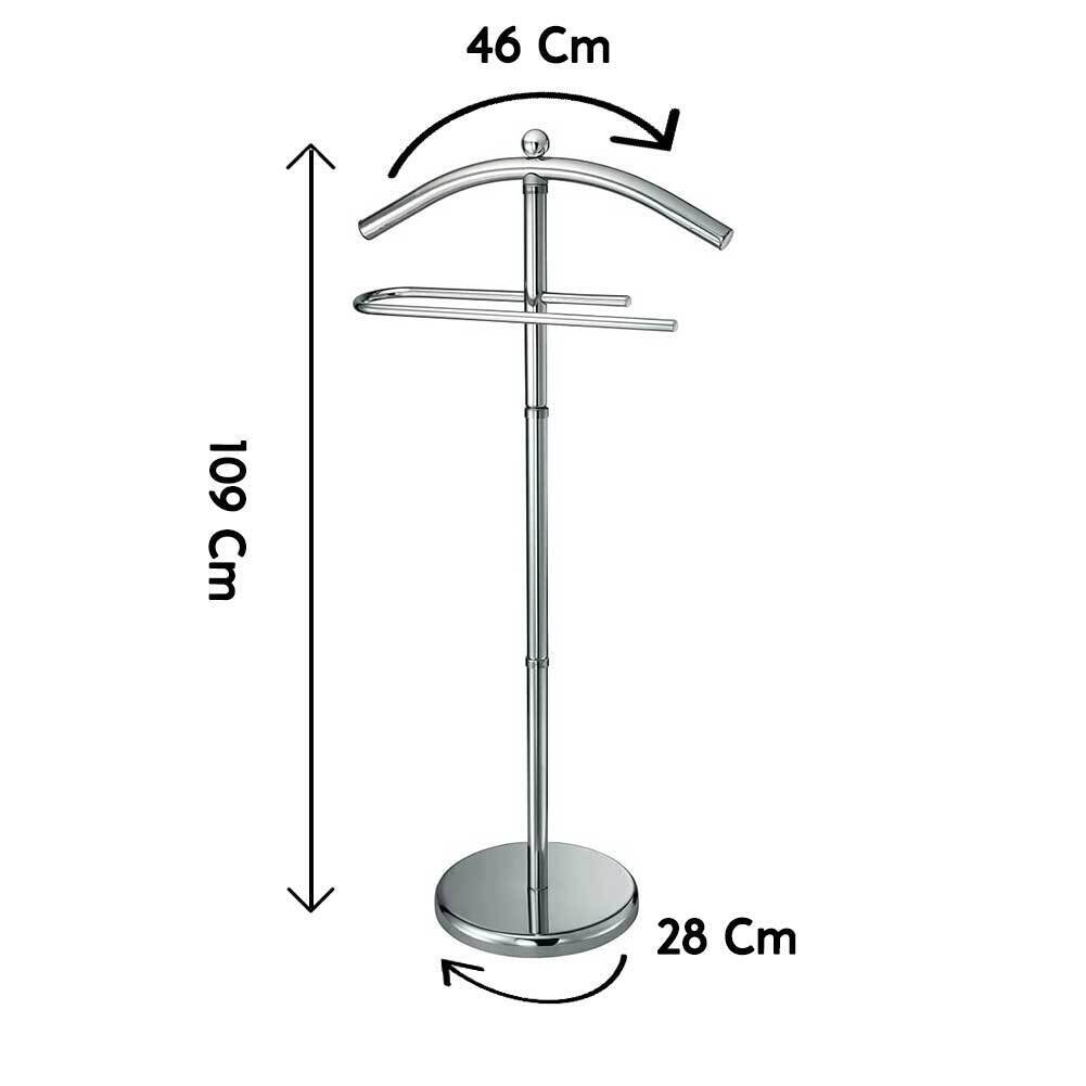 Stand Appendiabiti Servomuto da Pavimento in Acciaio Cromato Altezza 119 cm