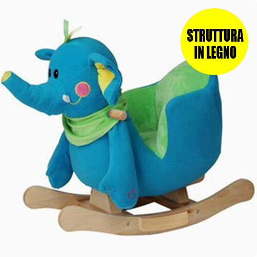 Dondolino Elefante William Gioco Peluche a dondolo con struttura in legno