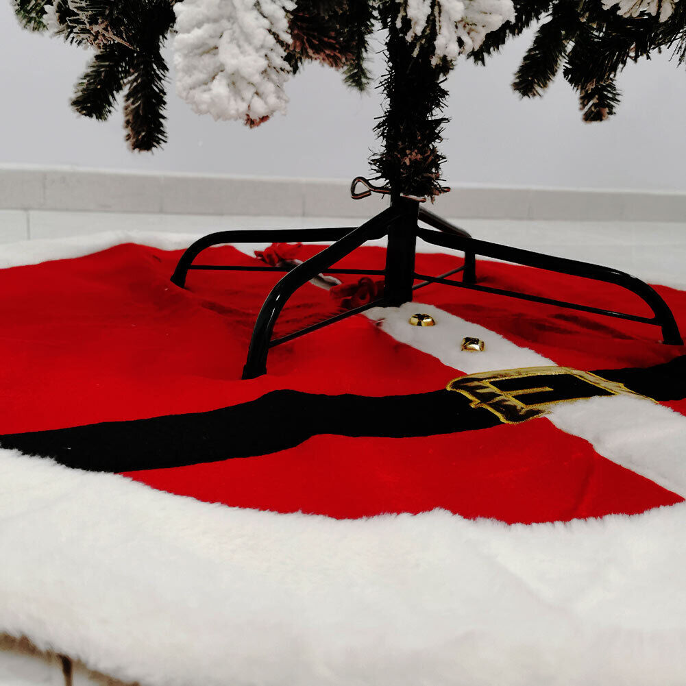 Tappeto Gonna Copertura Base Albero di Natale Natalizio Rosso e Bianco 100 cm